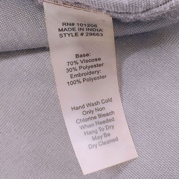 Soft Surroundings Dress Embroidered Velvet Short Sleeve Grey / Gray Large - Picture 8 of 9